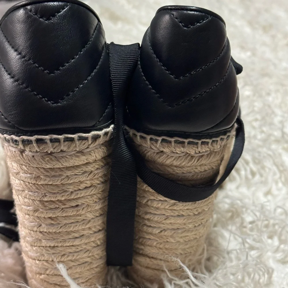 Gucci Black and Gold Espadrilles with Iconic GG Logo sz39 - Picture 3 of 9